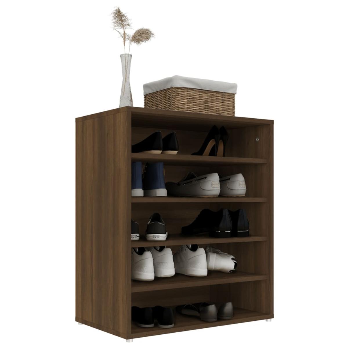 Mueble zapatero madera contrachapada roble marrón 60x35x70 cm