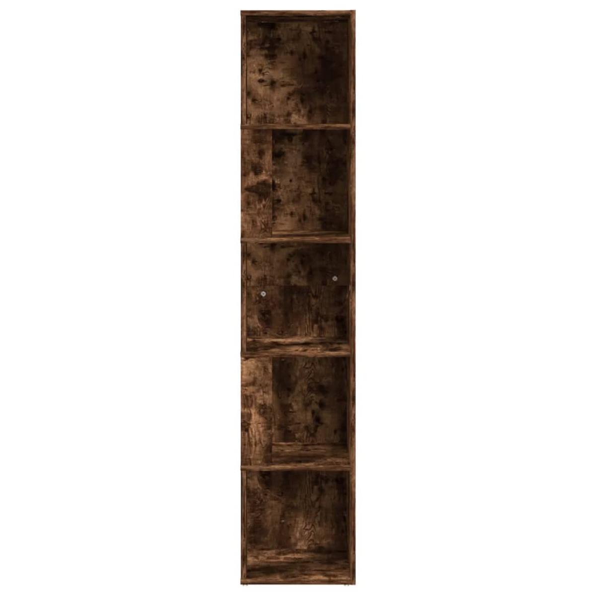 Mueble esquina madera contrachapada roble ahumado 33x33x164,5cm