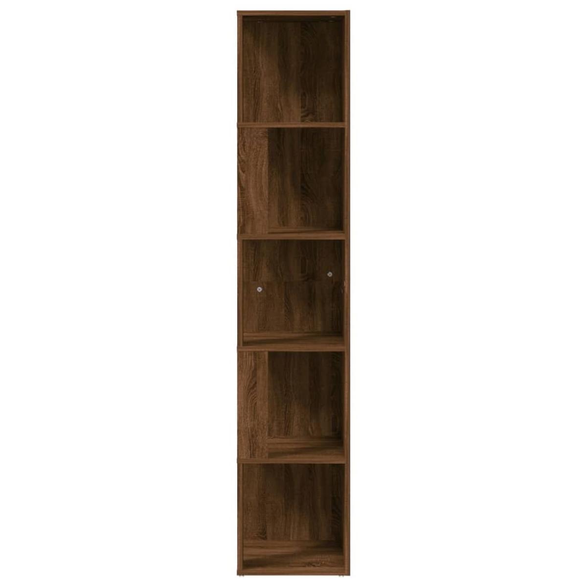 Mueble esquina madera contrachapada marrón roble 33x33x164,5cm