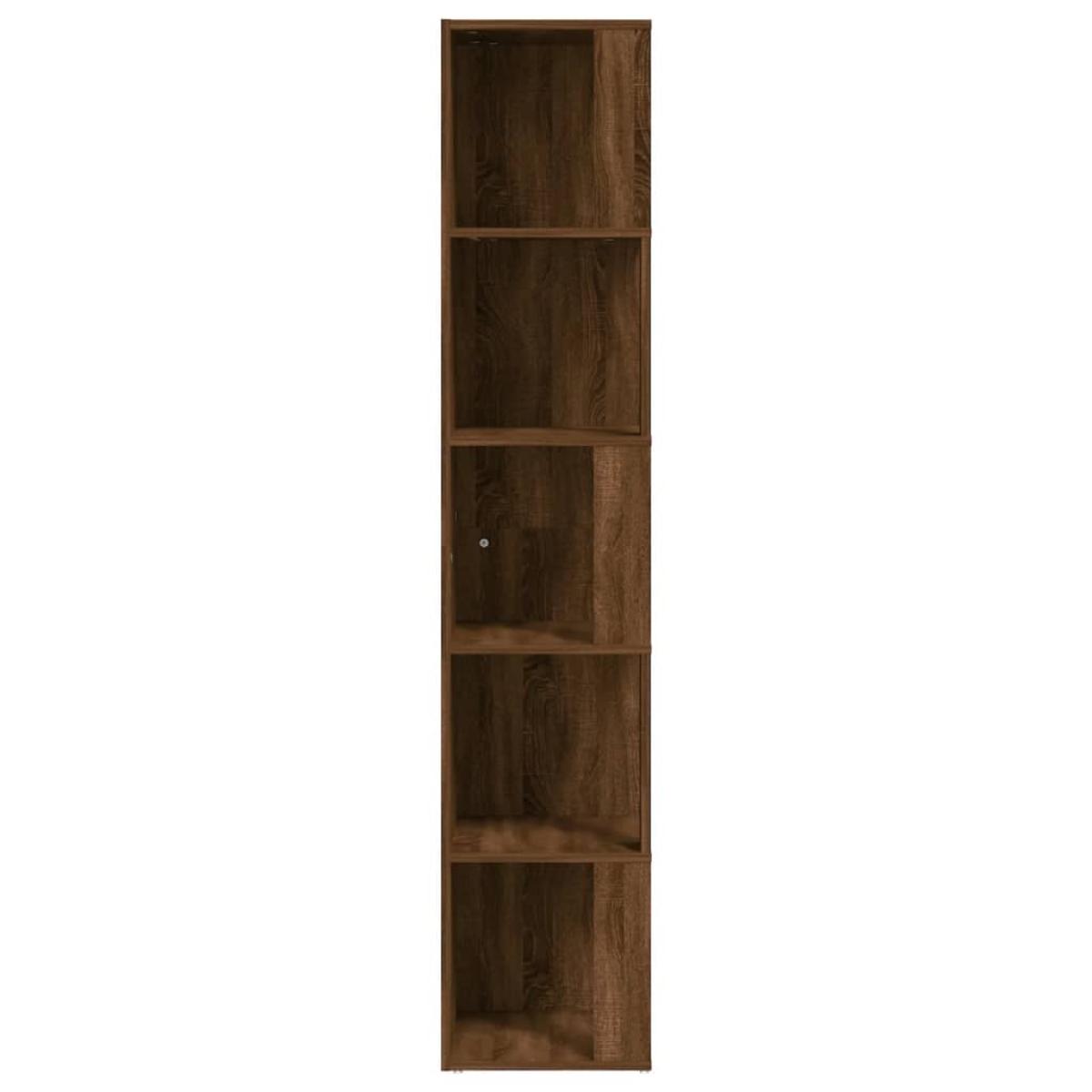 Mueble esquina madera contrachapada marrón roble 33x33x164,5cm