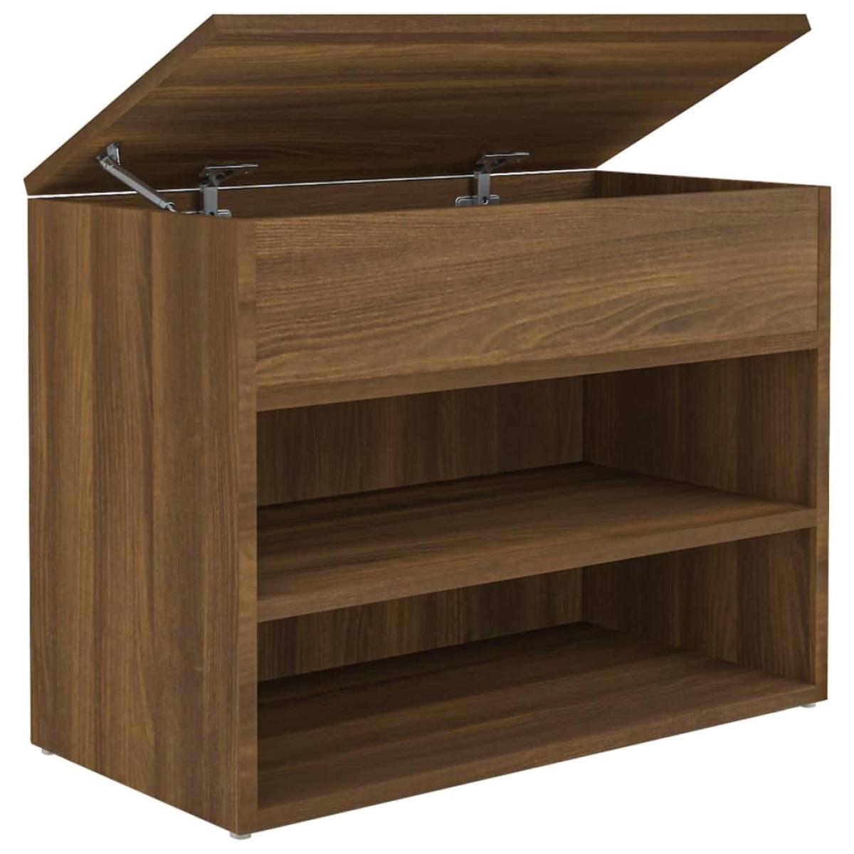 Banco zapatero madera contrachapada roble marrón 60x30x45 cm