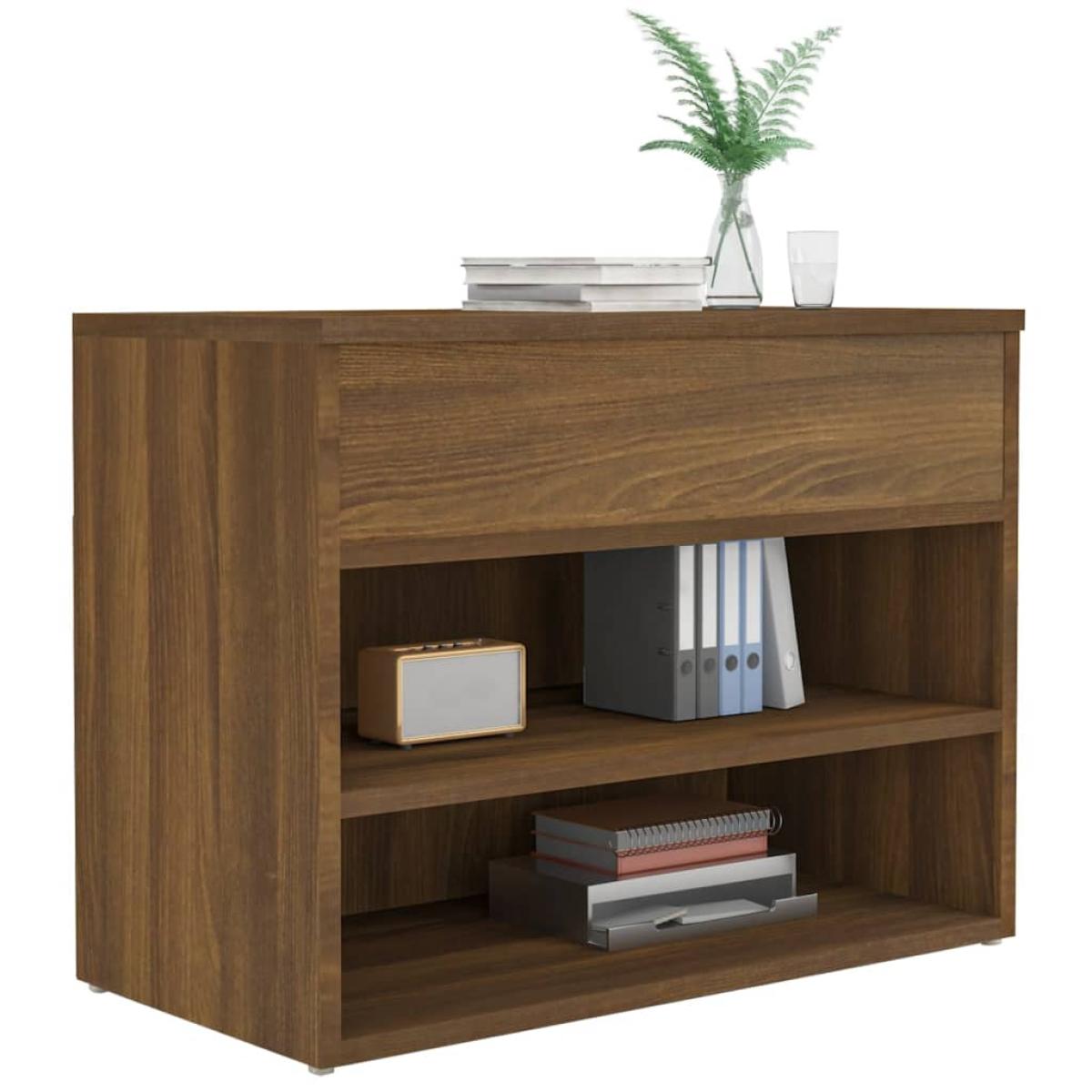 Banco zapatero madera contrachapada roble marrón 60x30x45 cm