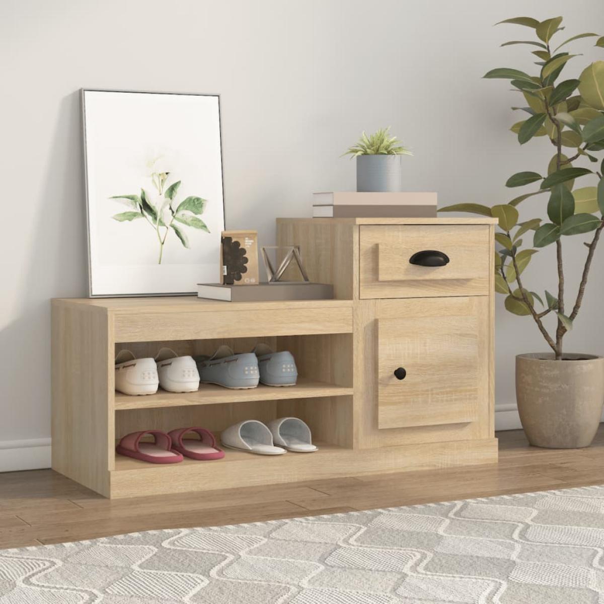 Mueble zapatero madera contrachapada roble Sonoma 100x42x60 cm