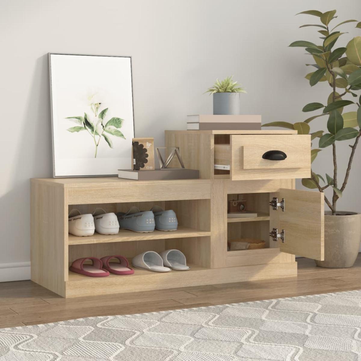 Mueble zapatero madera contrachapada roble Sonoma 100x42x60 cm