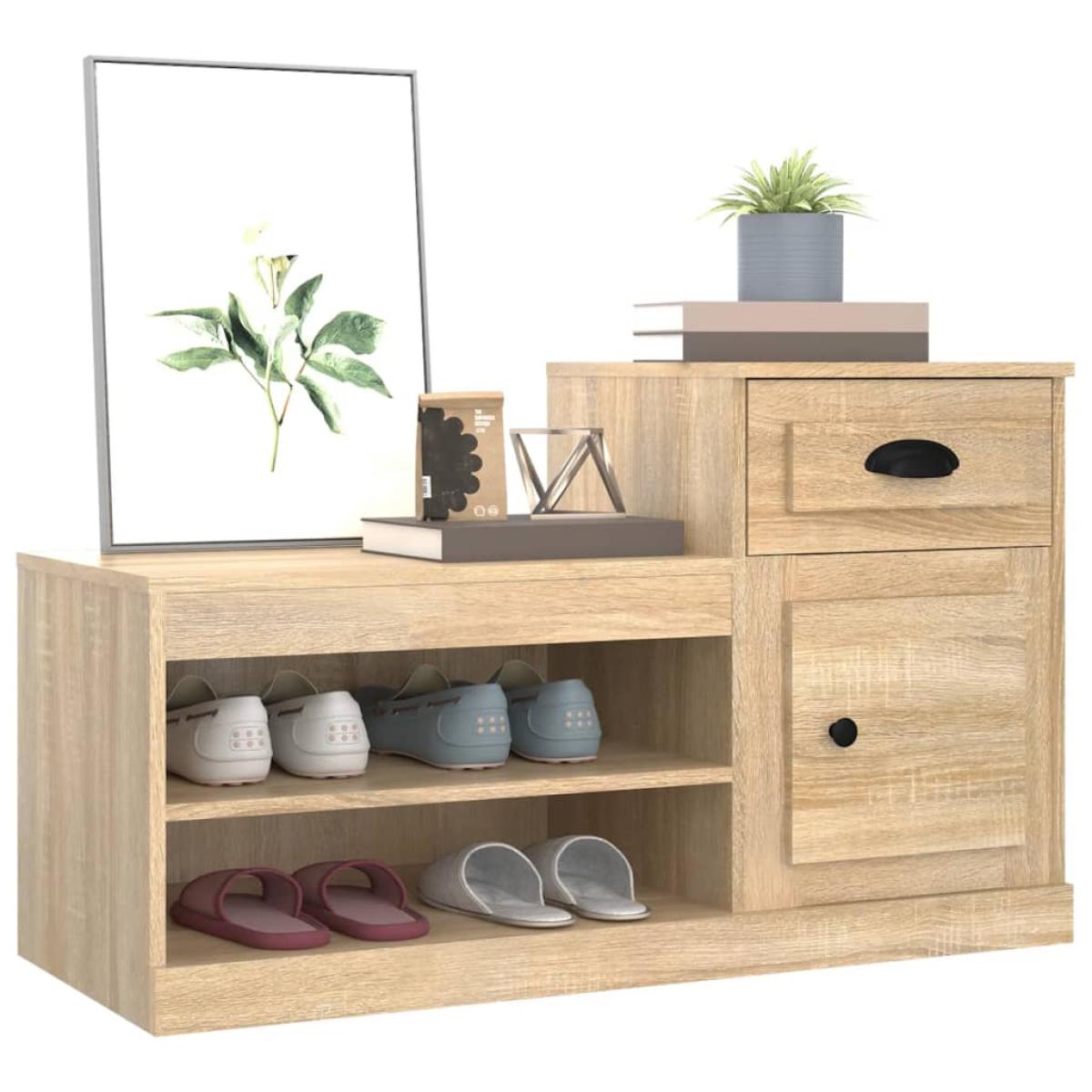 Mueble zapatero madera contrachapada roble Sonoma 100x42x60 cm