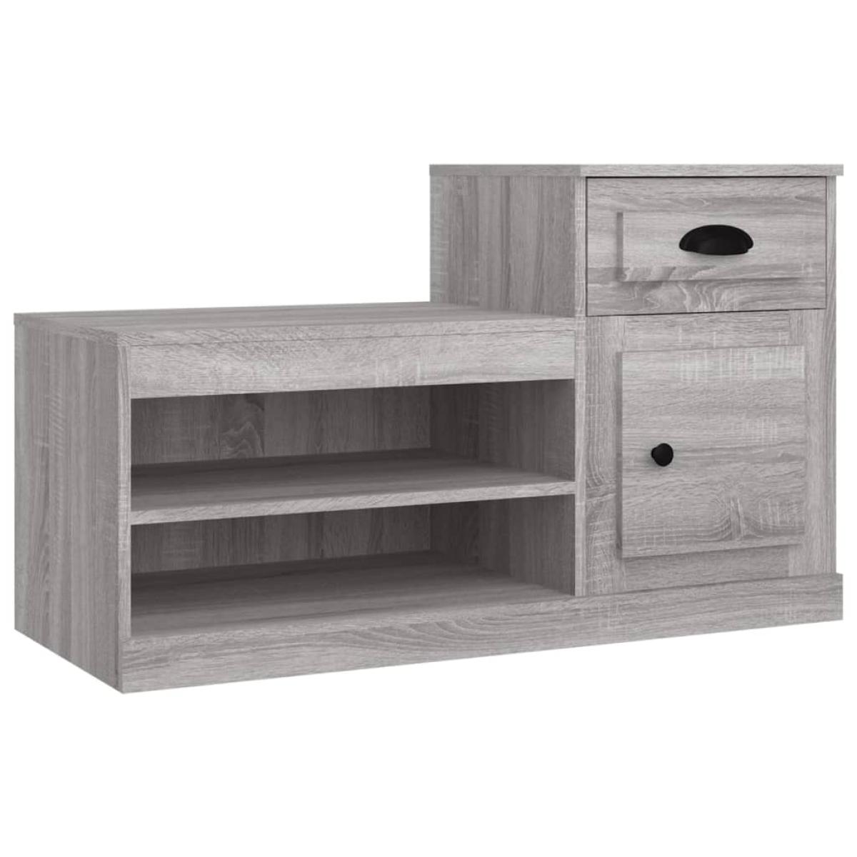 Mueble zapatero madera contrachapada gris Sonoma 100x42x60 cm