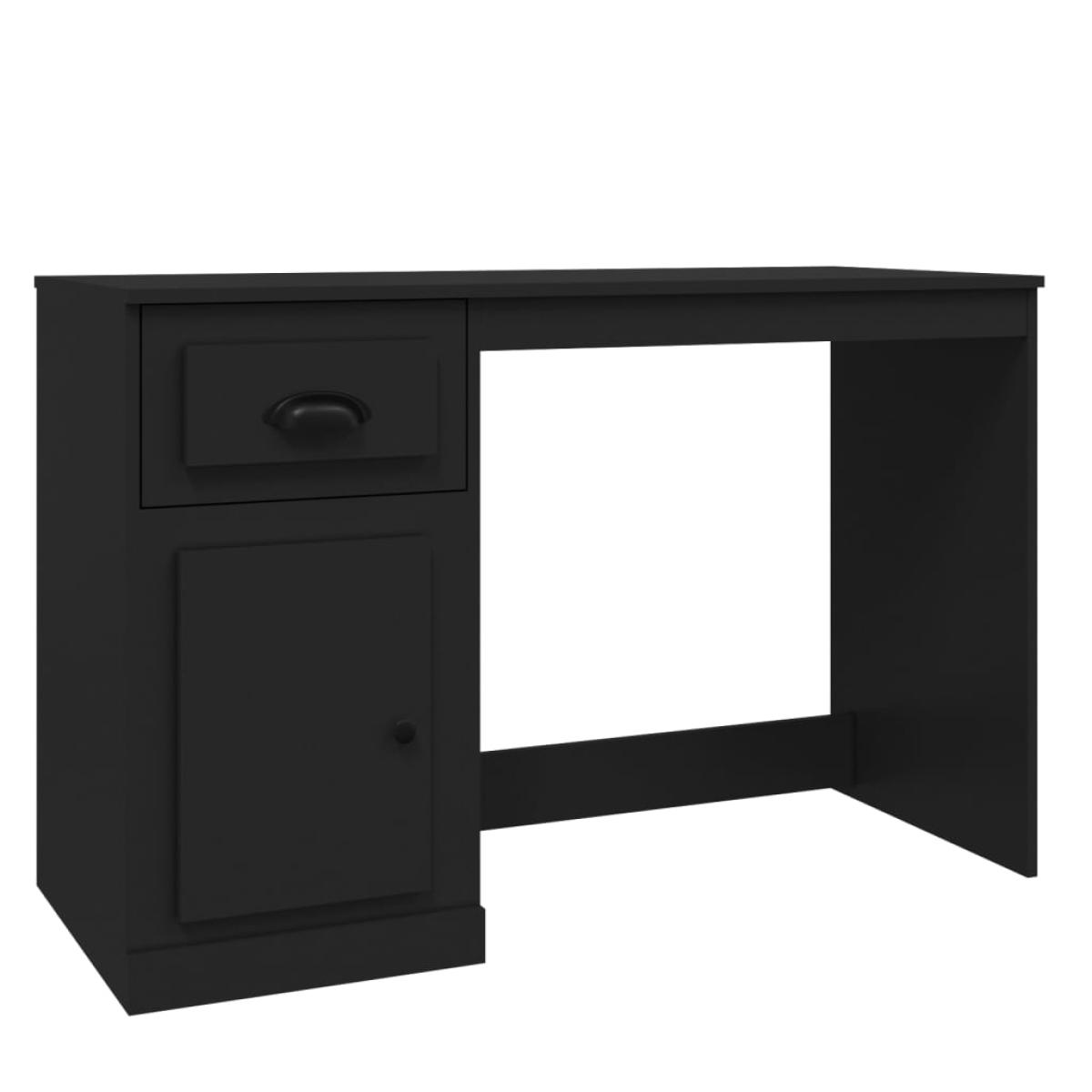 Escritorio con cajón madera contrachapada negro 115x50x75 cm
