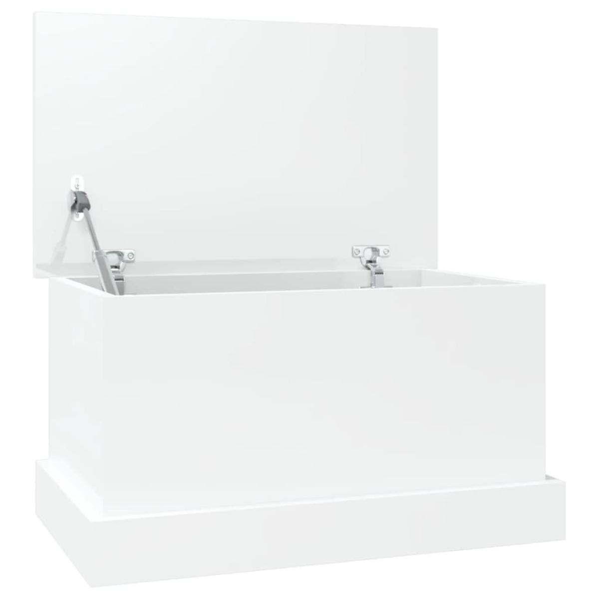 Baúl almacenaje madera contrachapada blanco brillo 50x30x28 cm