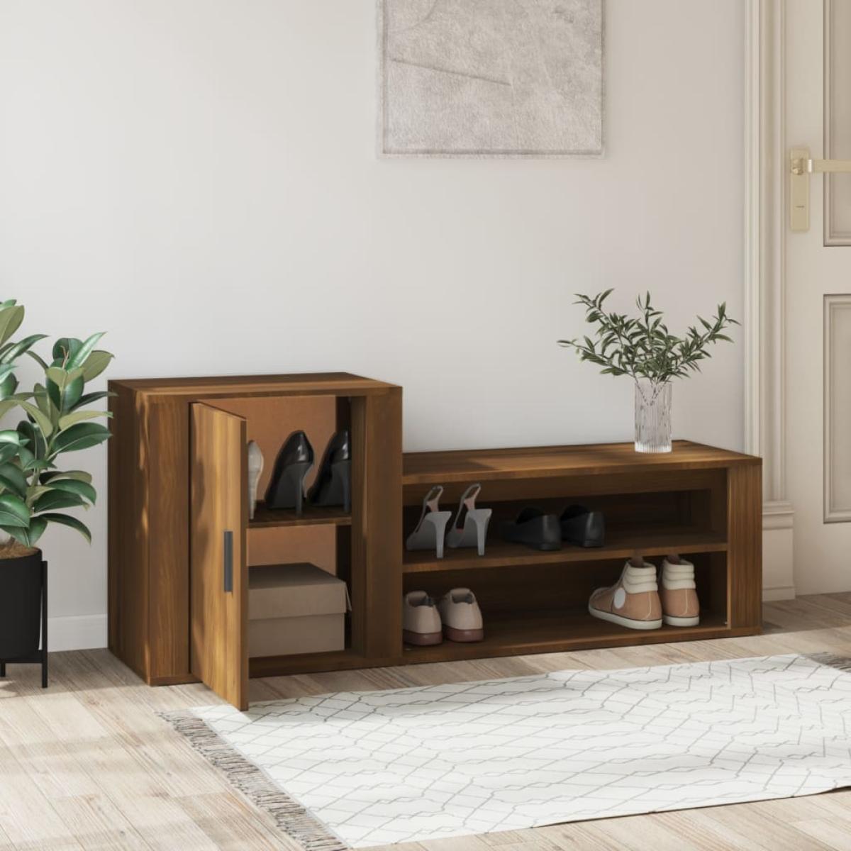 Mueble zapatero madera contrachapada roble marrón 130x35x54 cm