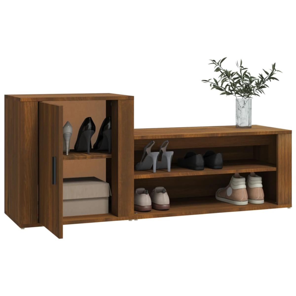 Mueble zapatero madera contrachapada roble marrón 130x35x54 cm