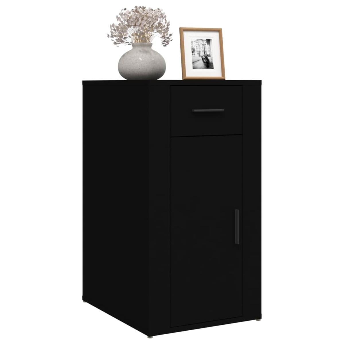 Armario de escritorio madera contrachapada negro 40x49x75 cm