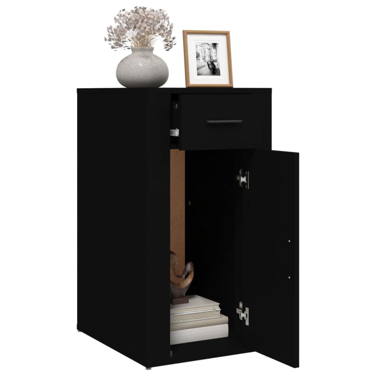 Armario de escritorio madera contrachapada negro 40x49x75 cm