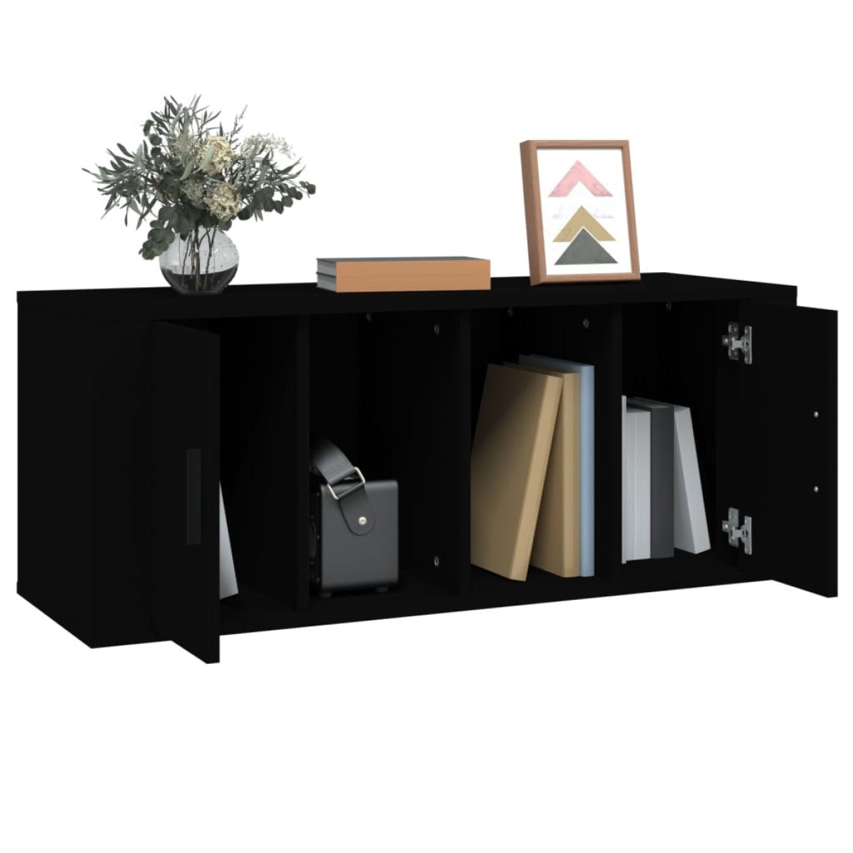 Mueble para TV madera contrachapada negra 100x35x40 cm