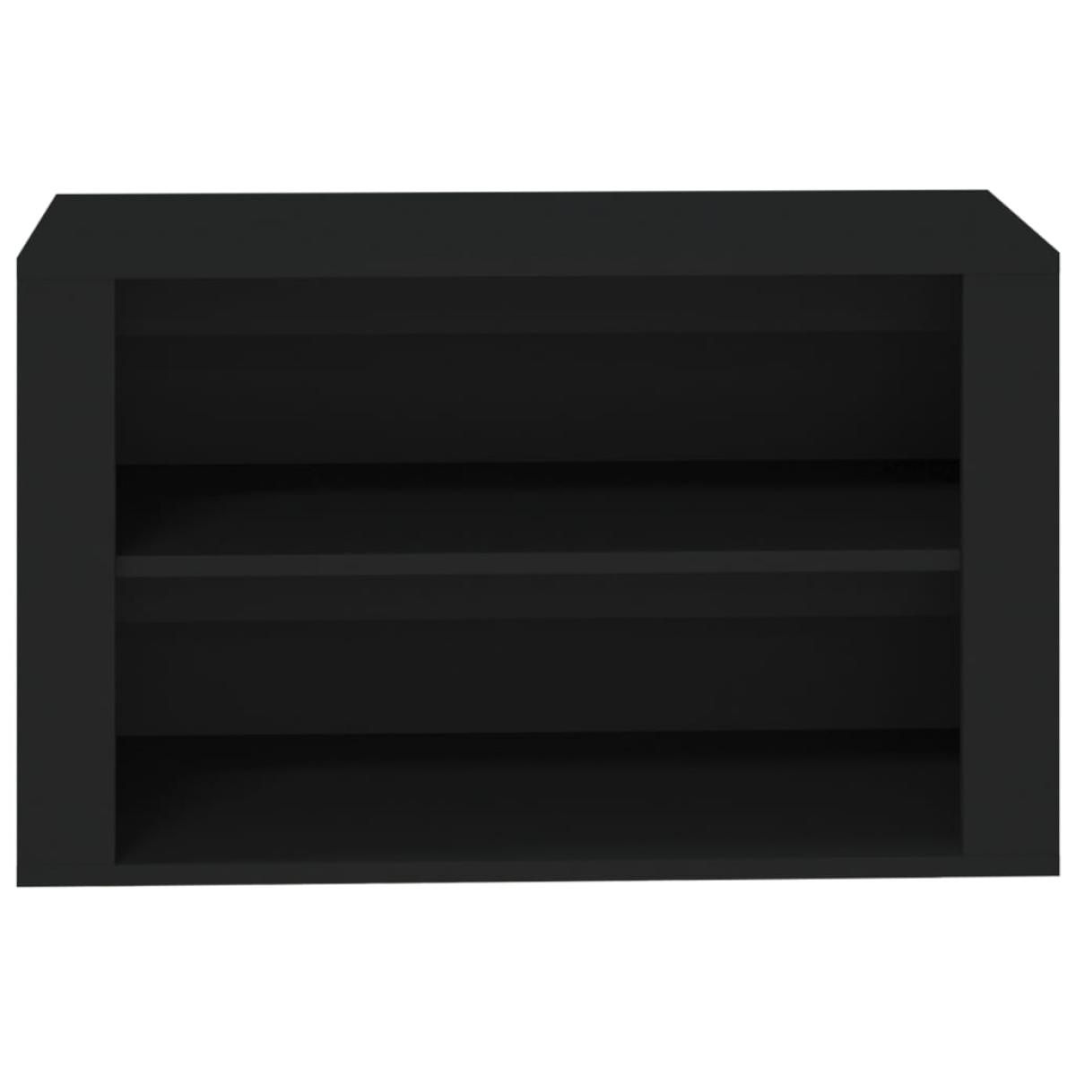 Mueble zapatero de madera contrachapada negro 75x35x45 cm