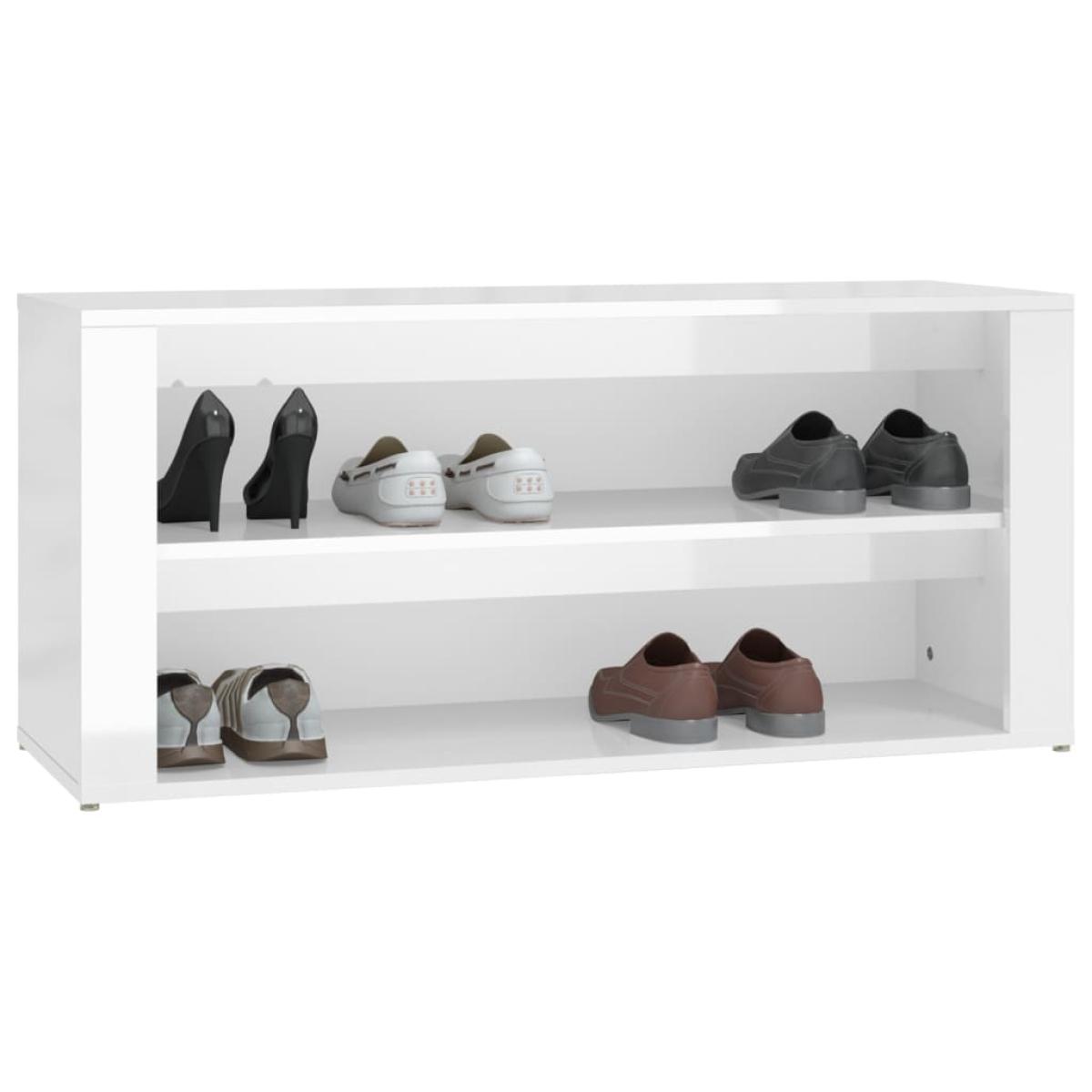Mueble zapatero madera contrachapada blanco brillo 100x35x45 cm