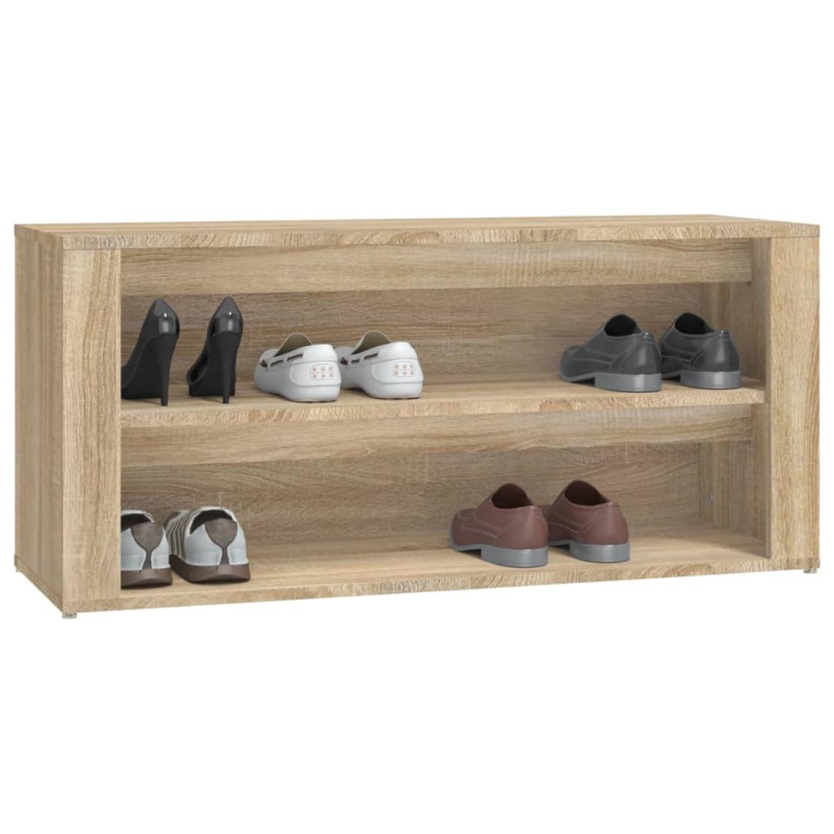 Mueble zapatero madera contrachapada roble Sonoma 100x35x45 cm