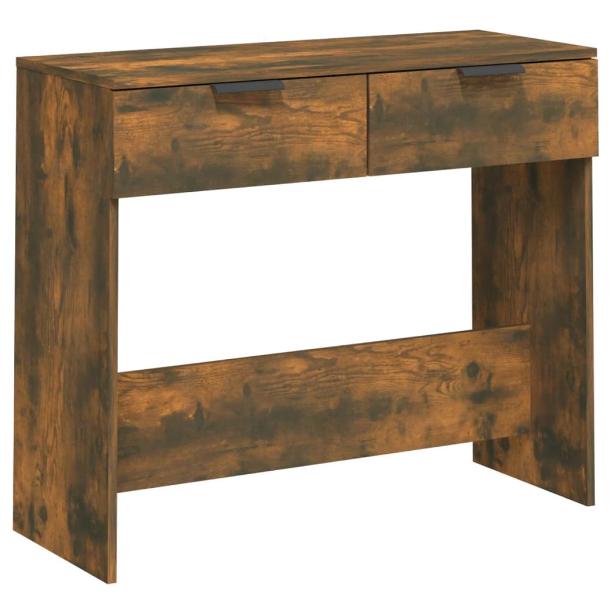 Mesa consola madera contrachapada roble ahumado 90x36x75 cm