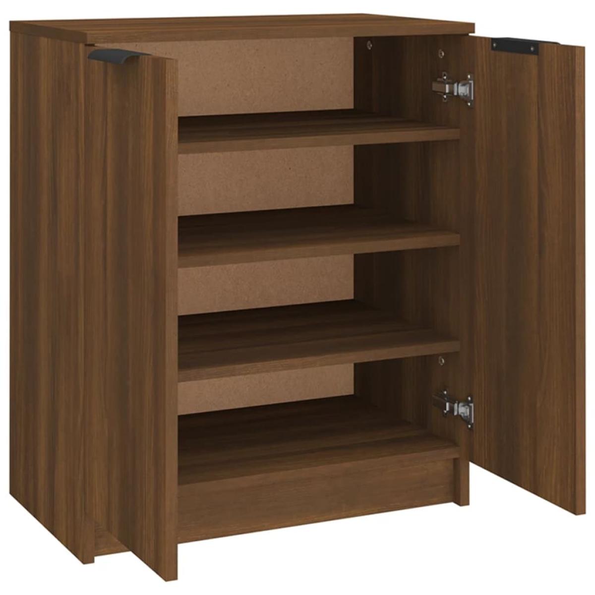Mueble zapatero madera contrachapada marrón roble 59x35x70 cm