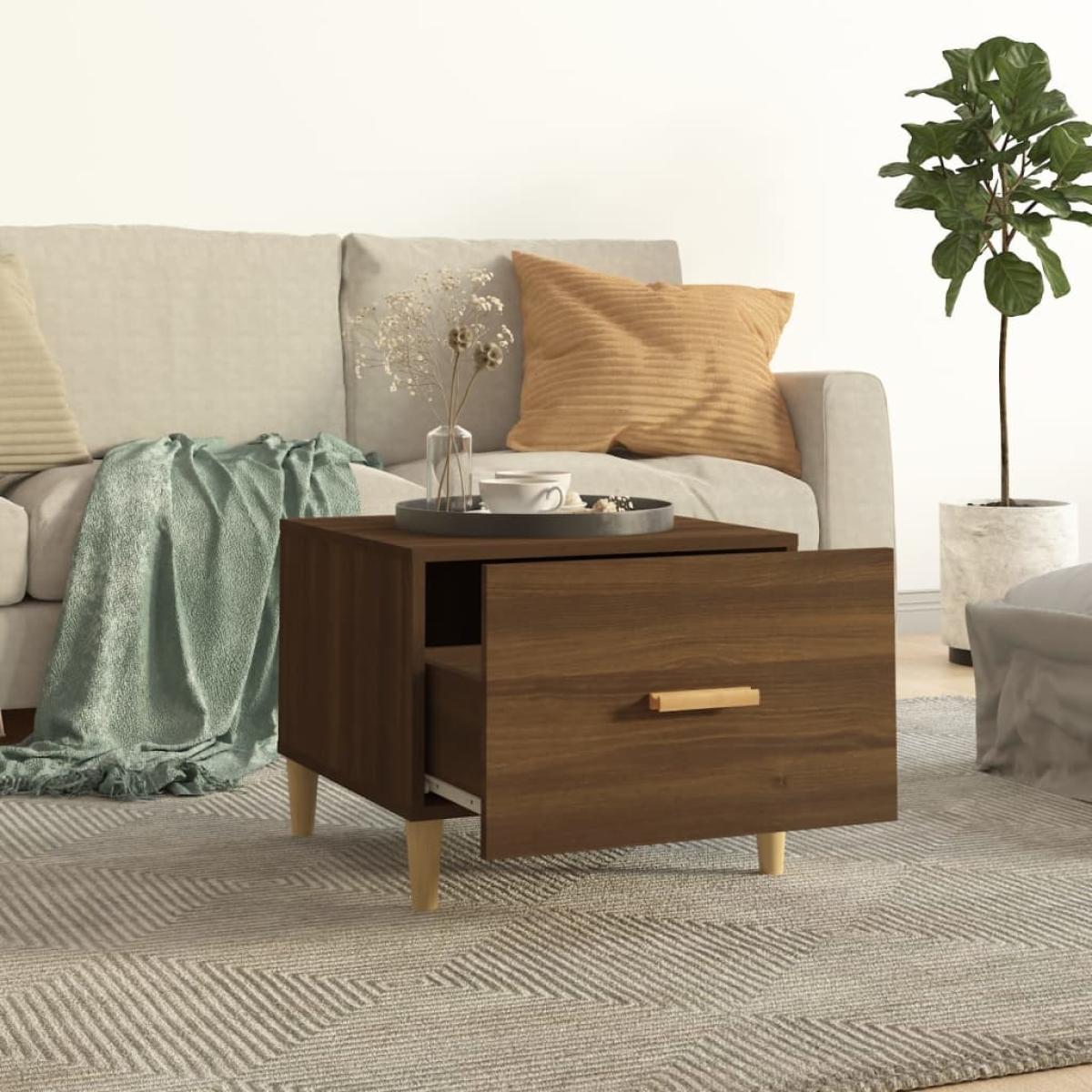 Mesa de centro madera contrachapada roble marrón 50x50x40 cm