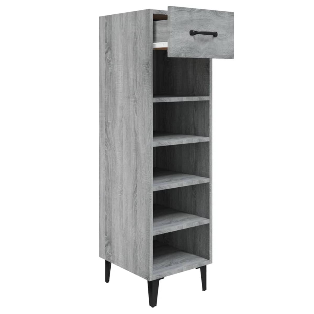 Mueble zapatero madera contrachapada gris Sonoma 30x35x105 cm