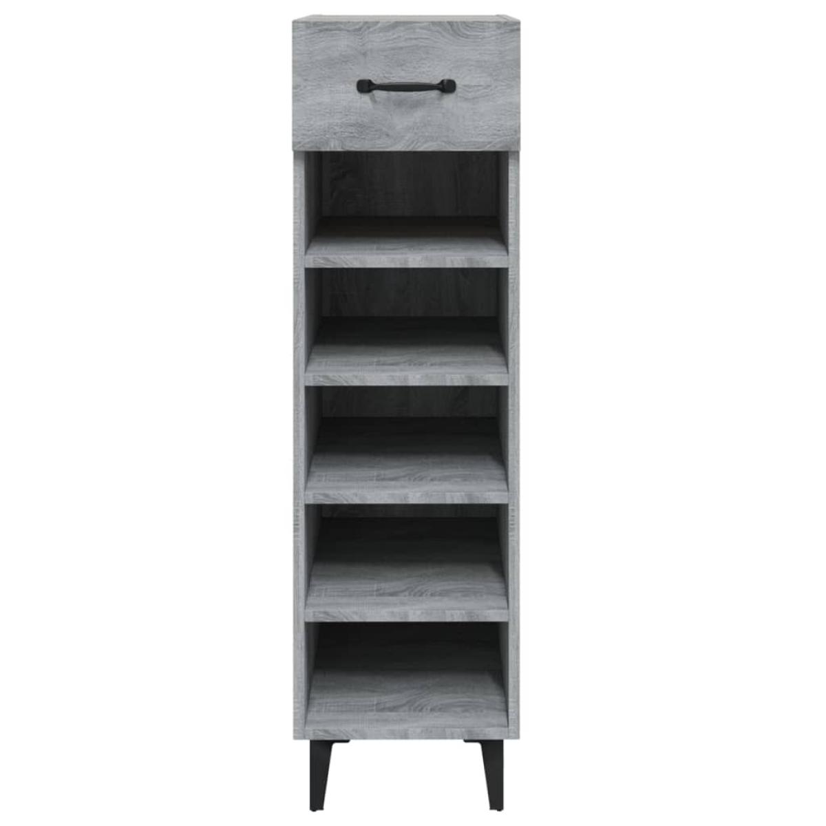Mueble zapatero madera contrachapada gris Sonoma 30x35x105 cm