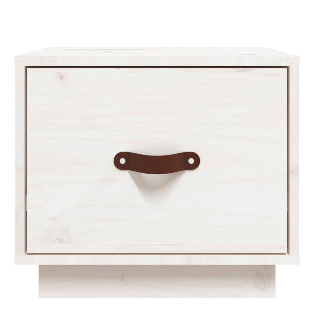 Mesita de noche madera maciza de pino blanco 40x34x35 cm