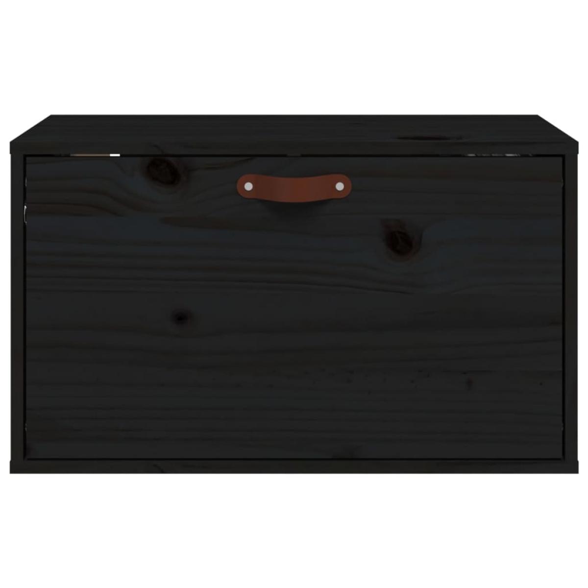 Armario de pared de madera maciza de pino negro 60x30x35 cm