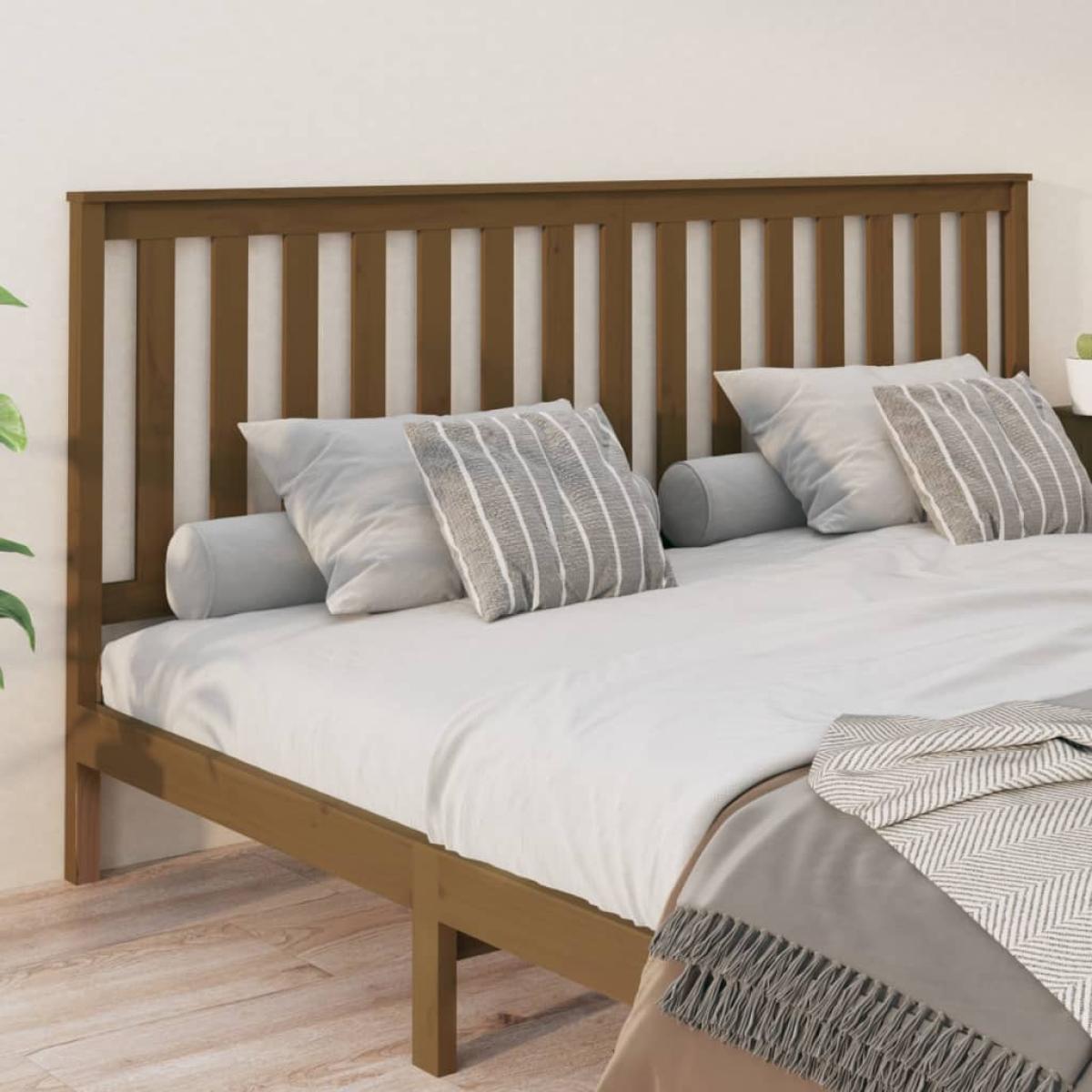 Cabecero de cama madera maciza de pino marrón miel 206x6x101 cm