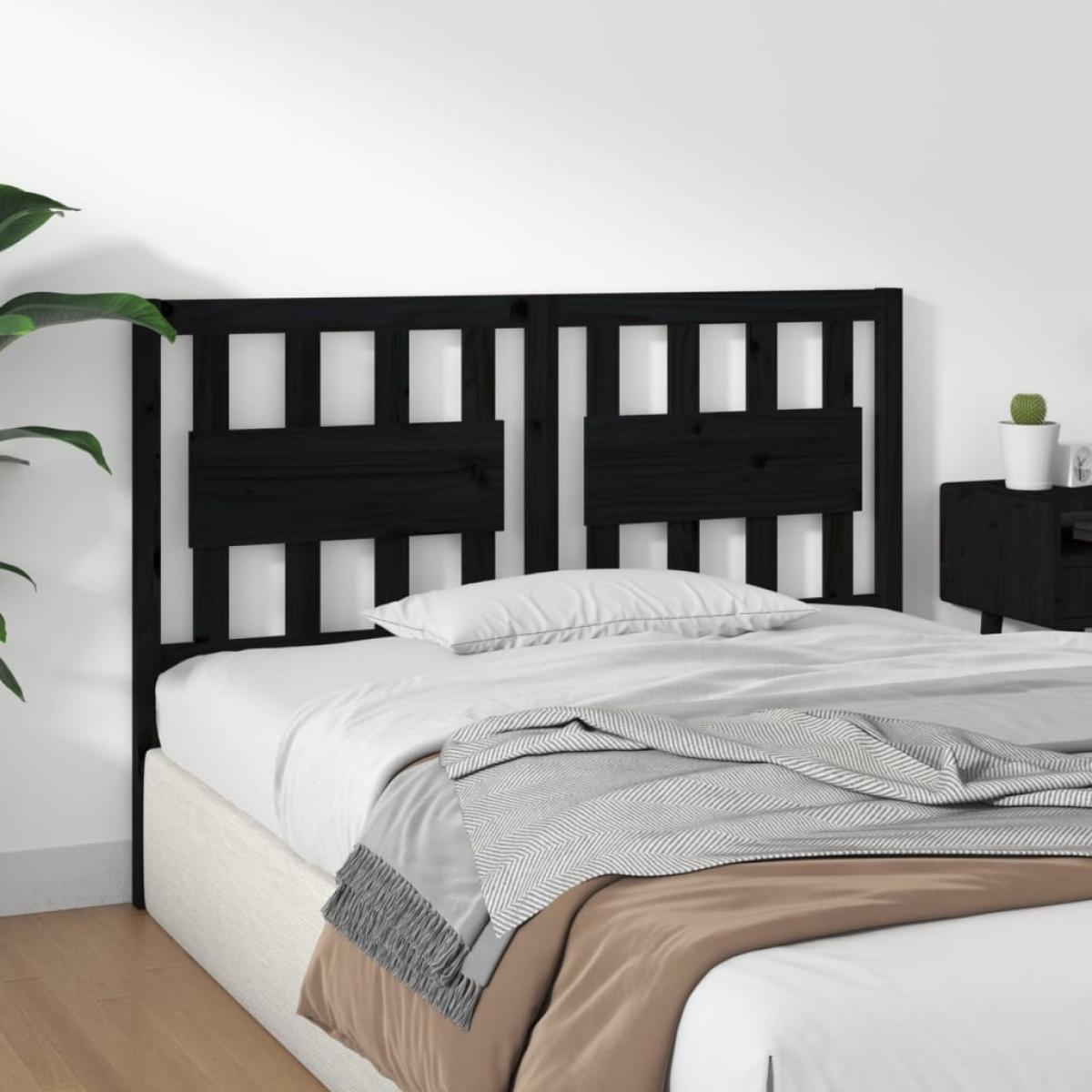 Cabecero de cama madera maciza de pino negro 145,5x4x100 cm