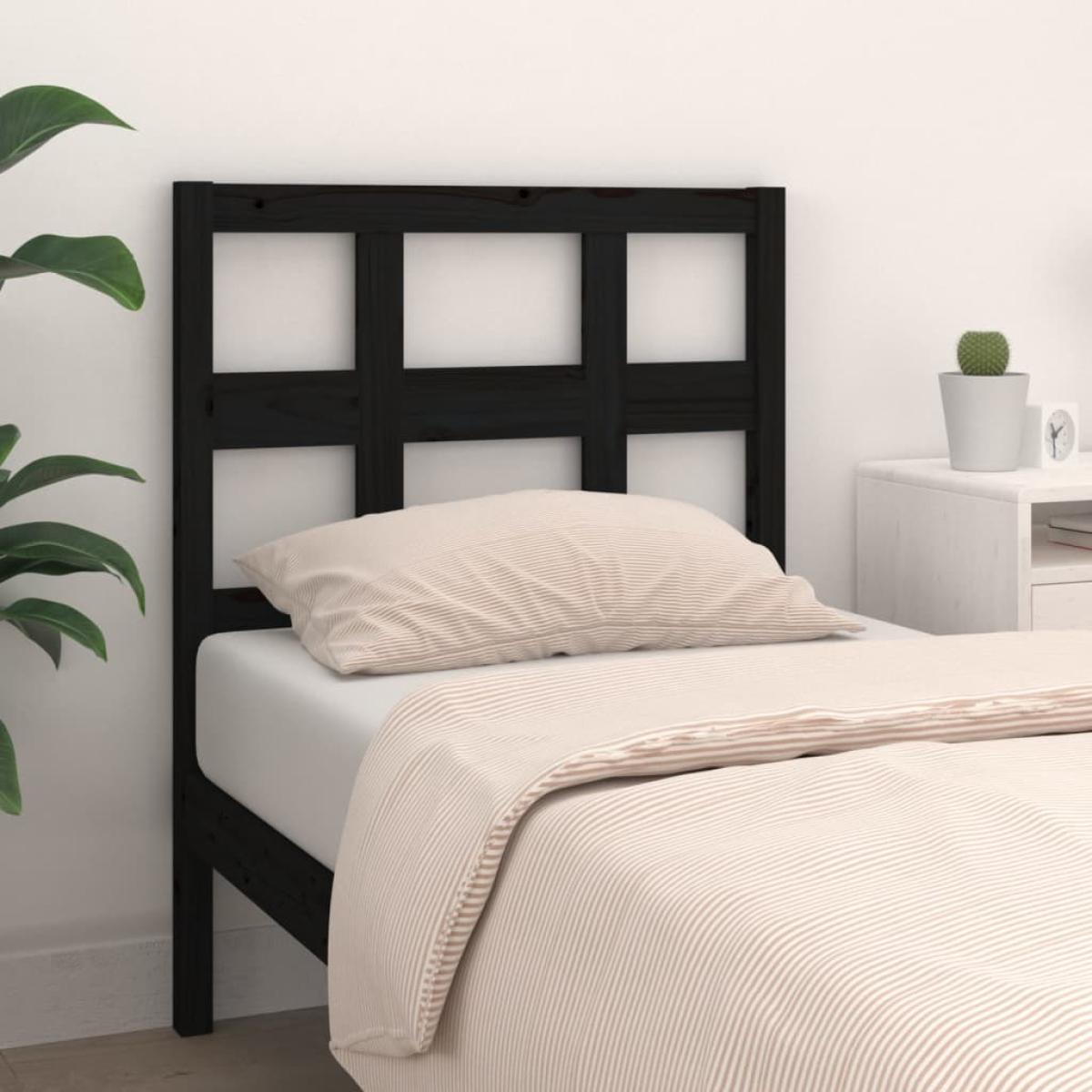 Cabecero de cama madera maciza de pino negro 80,5x4x100 cm