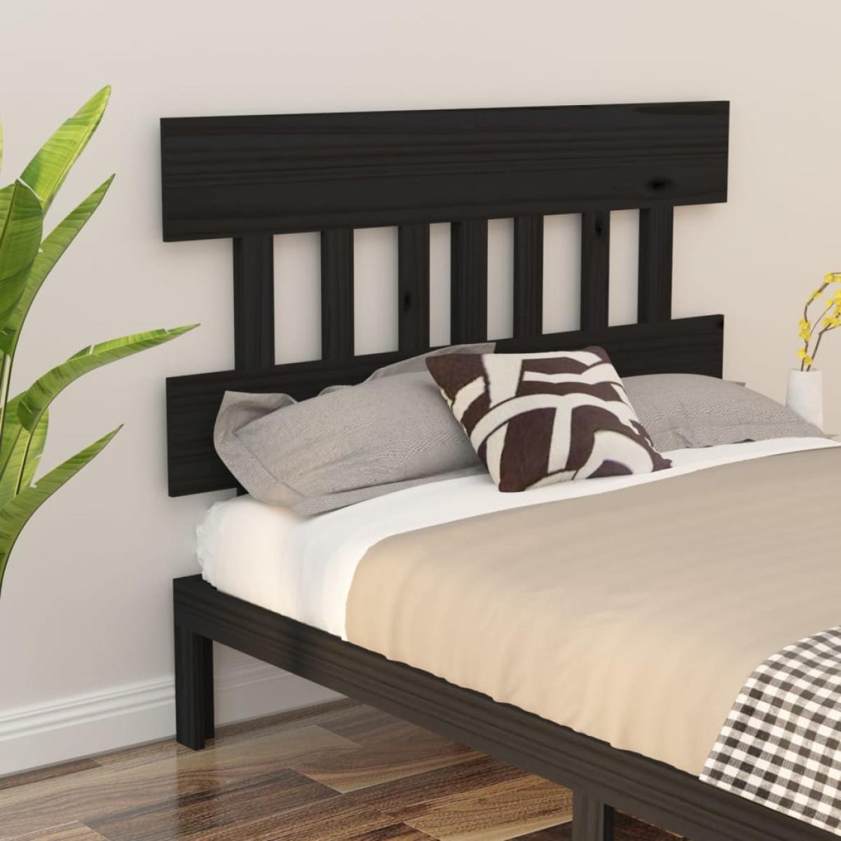 Cabecero de cama madera maciza de pino negro 153,5x3x81 cm