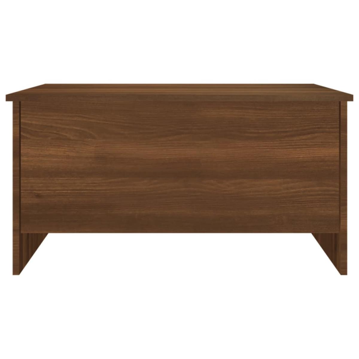 Mesa de centro madera contrachapada roble marrón 80x55,5x41,5cm