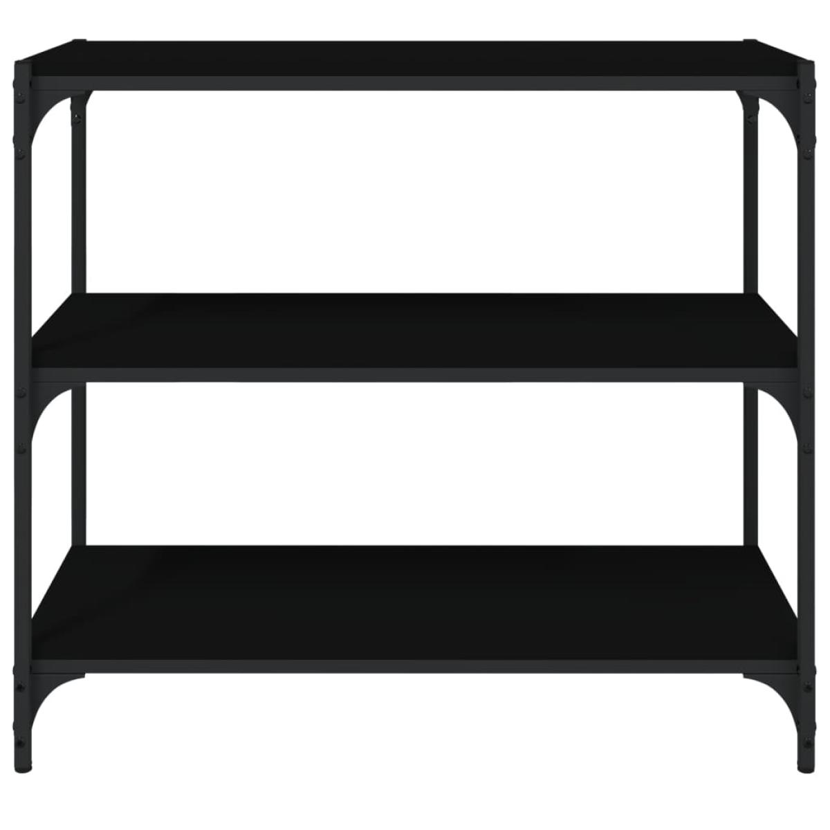 Estantería madera contrachapada y acero negro 80x33x70,5 cm