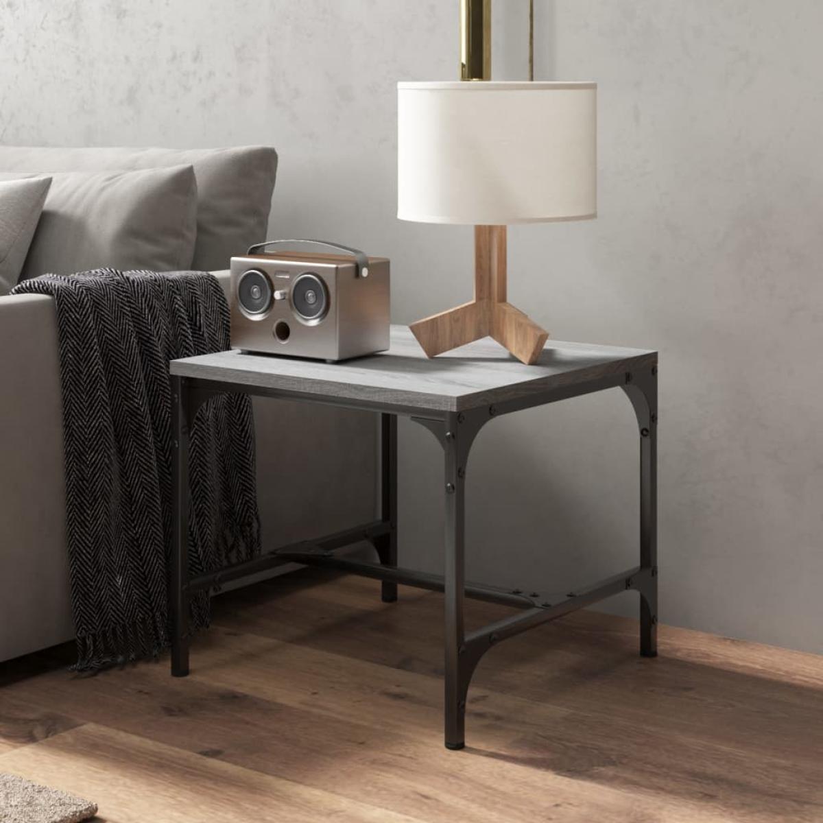 Mesa auxiliar de madera contrachapada gris Sonoma 40x40x35 cm