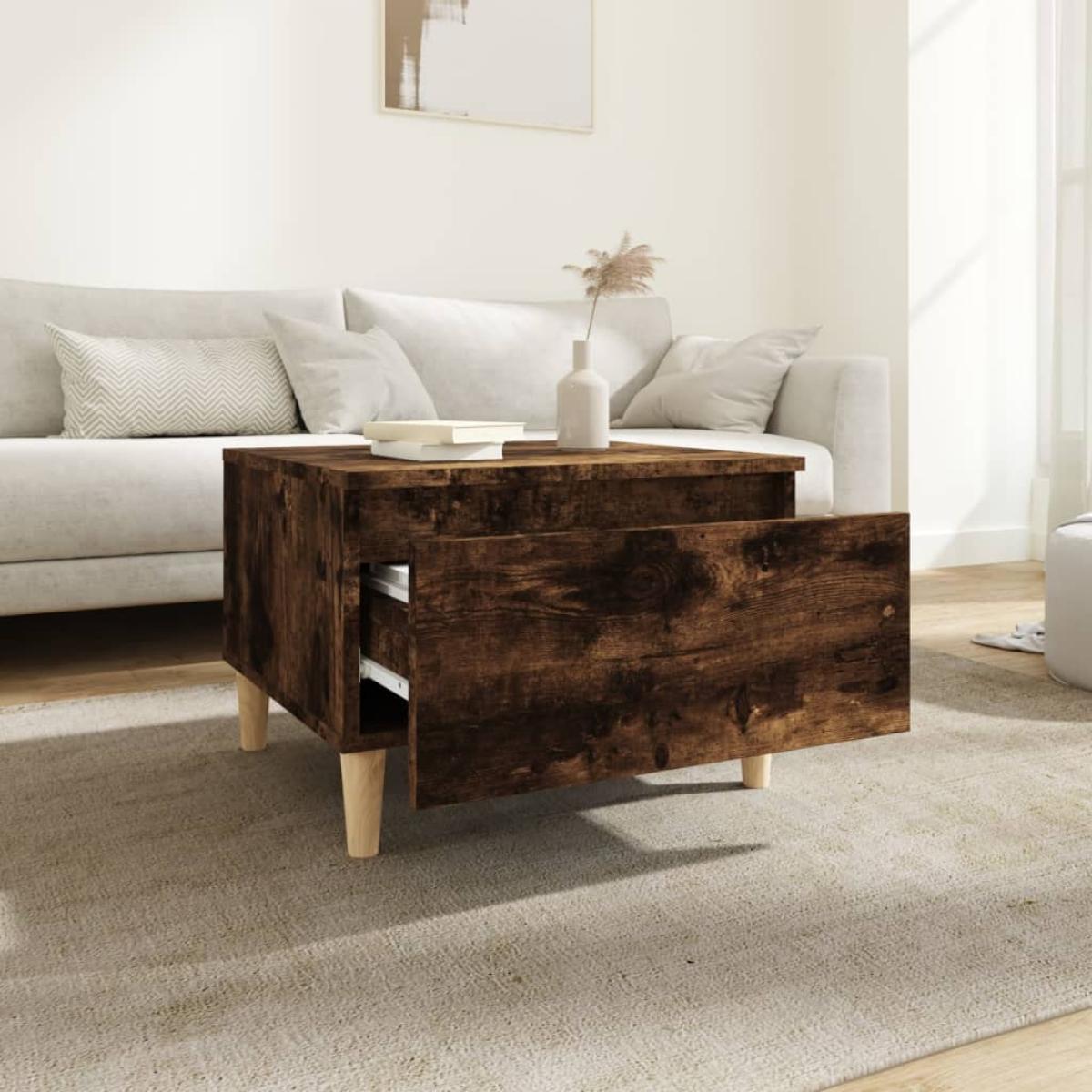 Mesa auxiliar madera contrachapada roble ahumado 50x46x35 cm