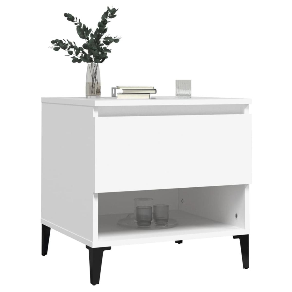 Mesa auxiliar madera contrachapada blanco 50x46x50 cm