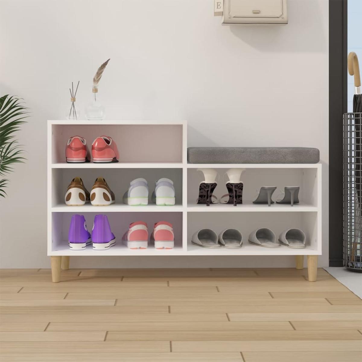 Mueble zapatero madera contrachapada blanco 102x36x60 cm