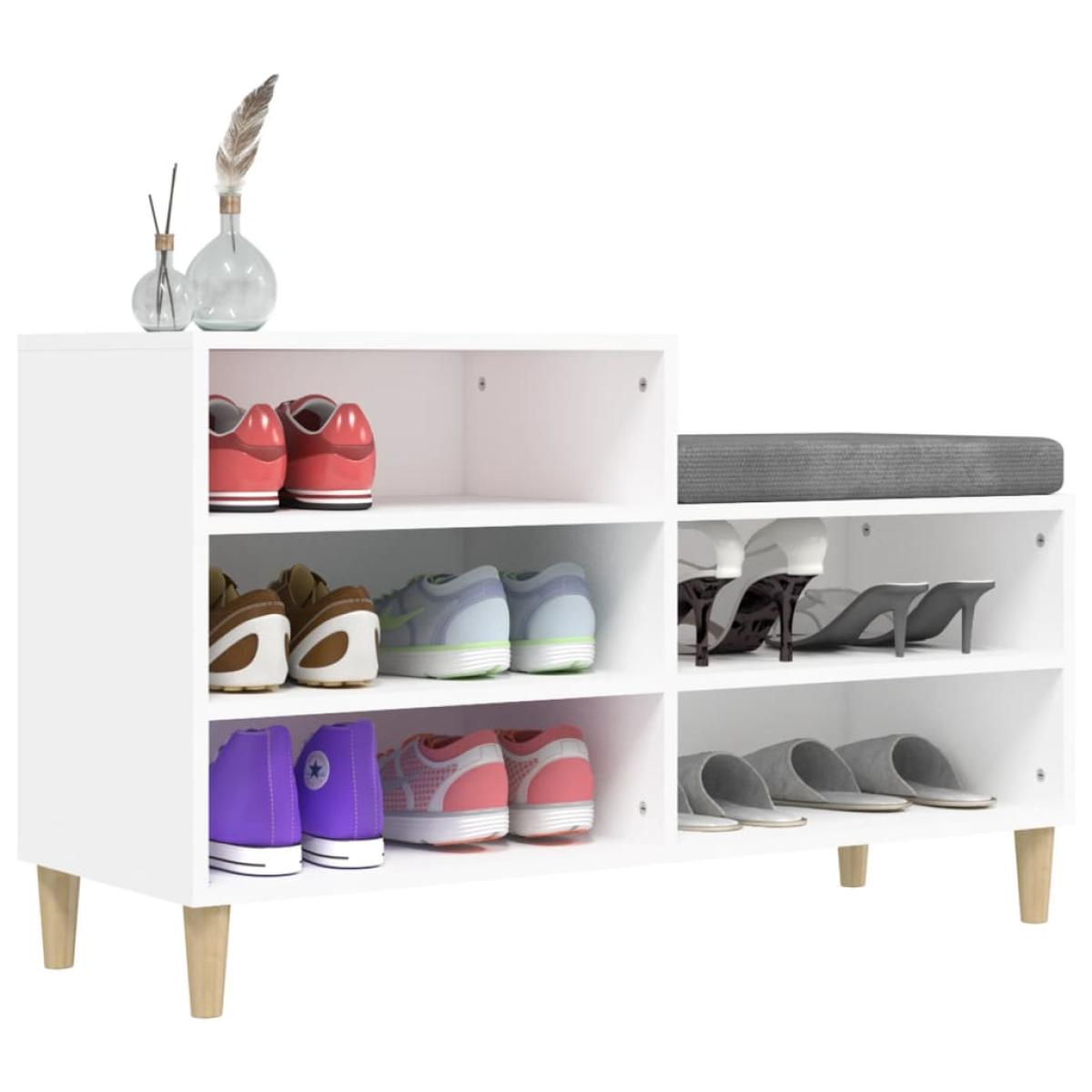 Mueble zapatero madera contrachapada blanco 102x36x60 cm