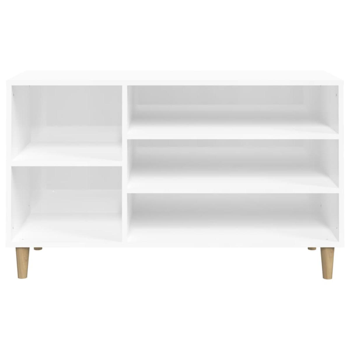 Mueble zapatero madera contrachapada blanco brillo 102x36x60 cm