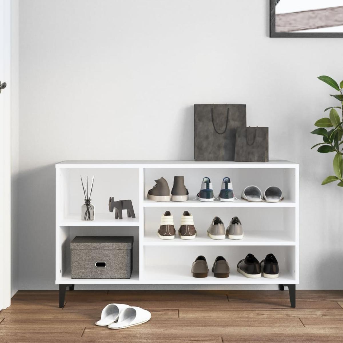 Mueble zapatero madera contrachapada blanco 102x36x60 cm