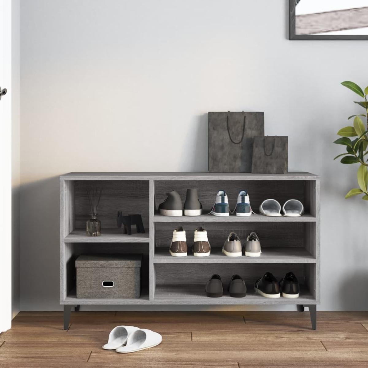 Mueble zapatero madera contrachapada gris Sonoma 102x36x60 cm
