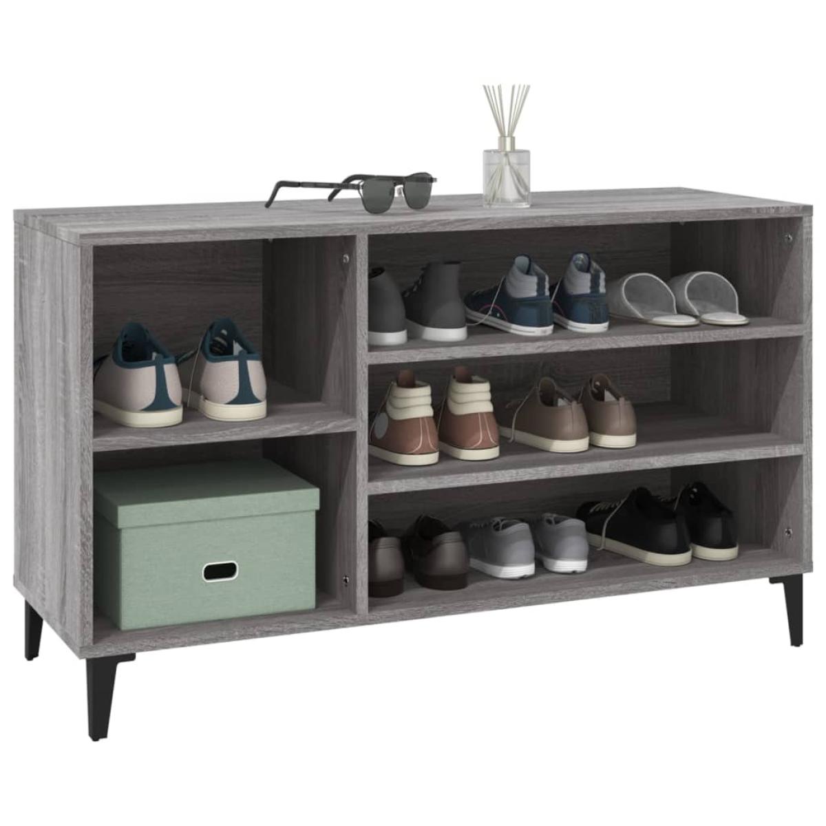 Mueble zapatero madera contrachapada gris Sonoma 102x36x60 cm