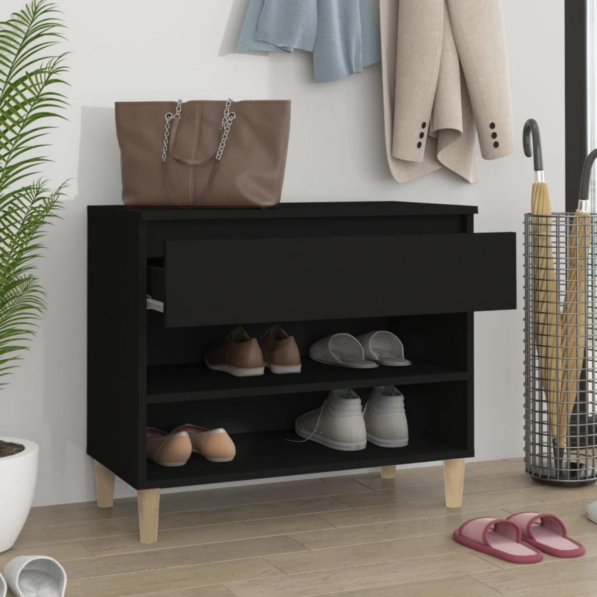 Mueble zapatero madera contrachapada negro 70x36x60 cm