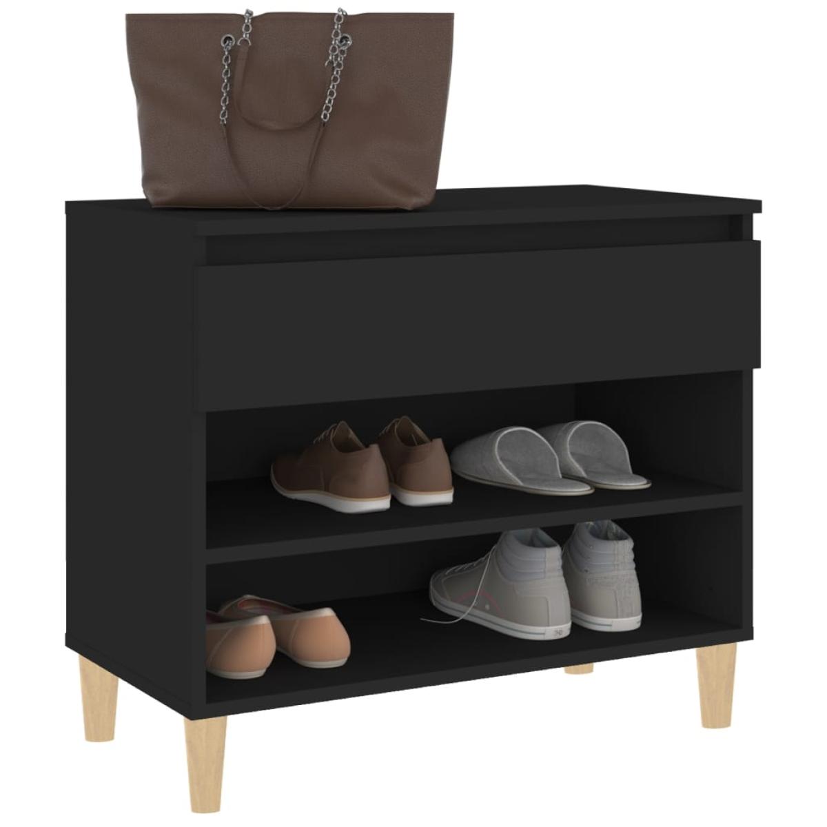 Mueble zapatero madera contrachapada negro 70x36x60 cm