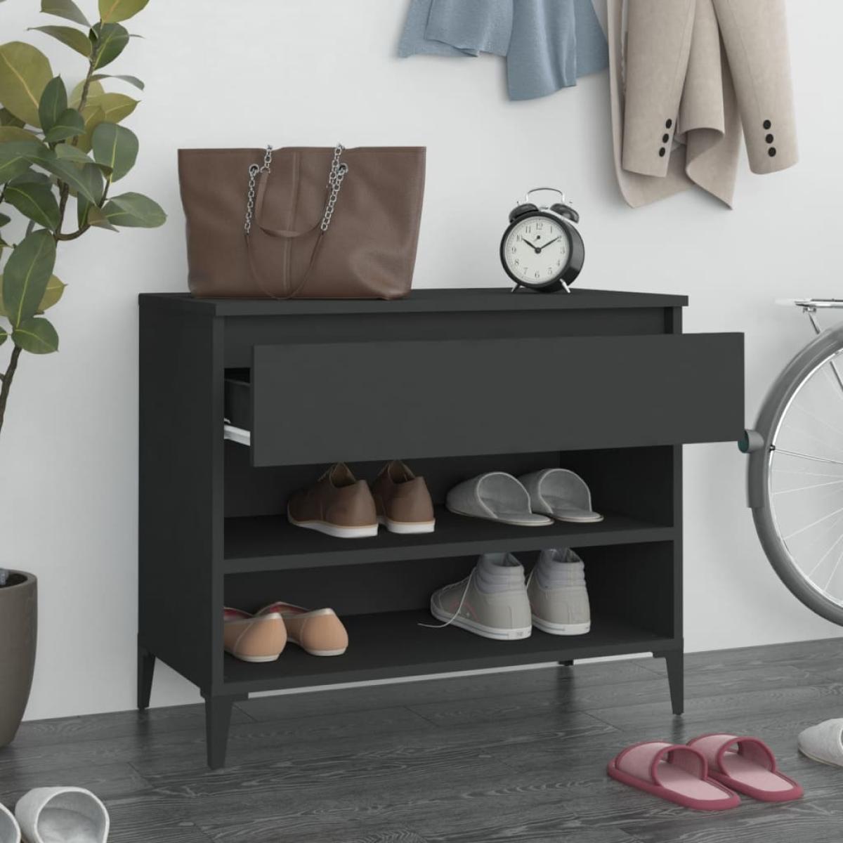 Mueble zapatero madera contrachapada negro 70x36x60 cm