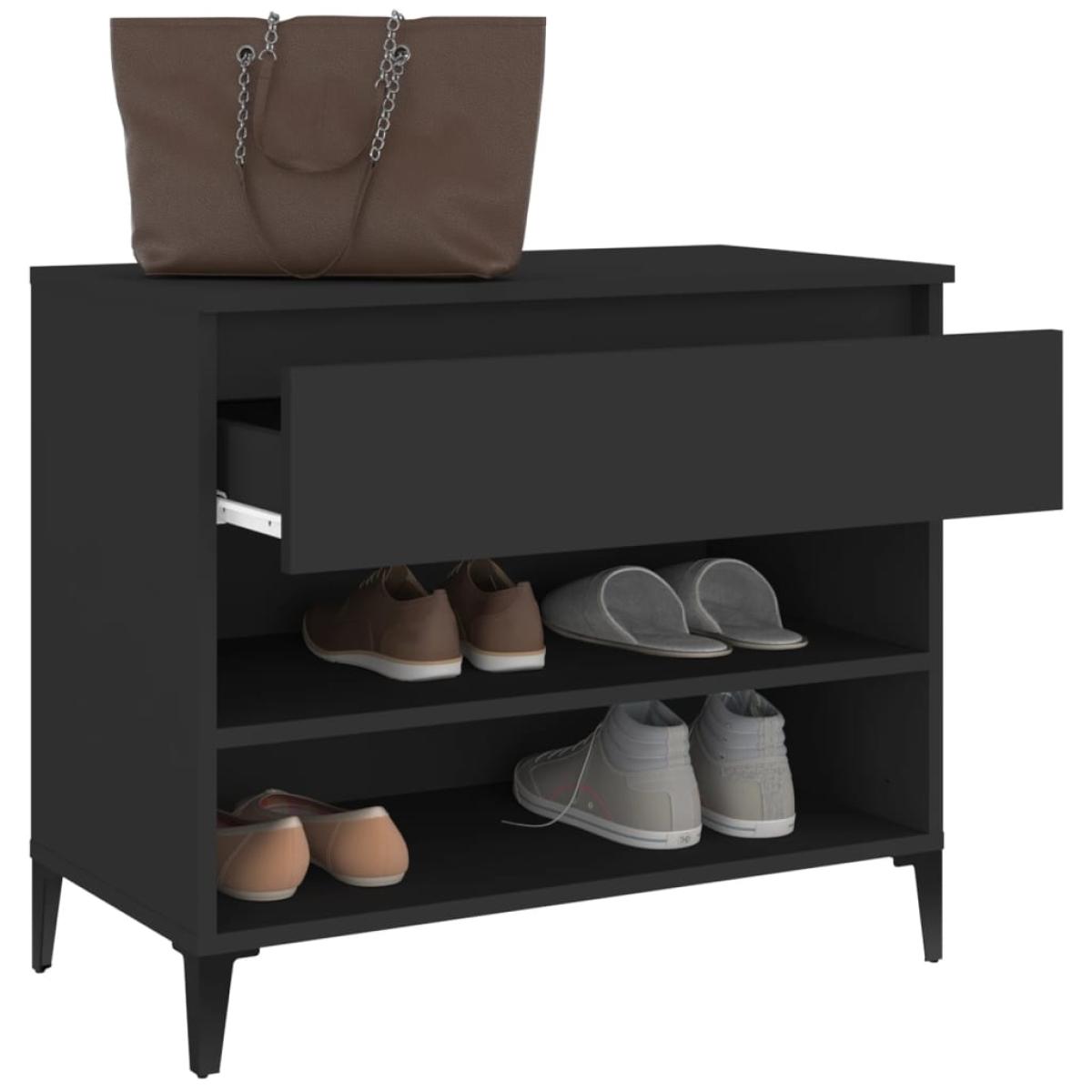 Mueble zapatero madera contrachapada negro 70x36x60 cm