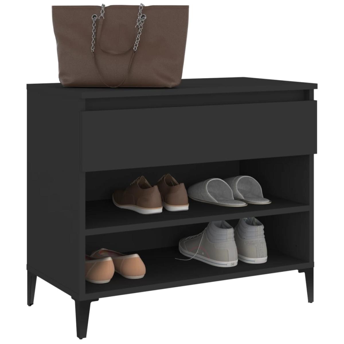 Mueble zapatero madera contrachapada negro 70x36x60 cm