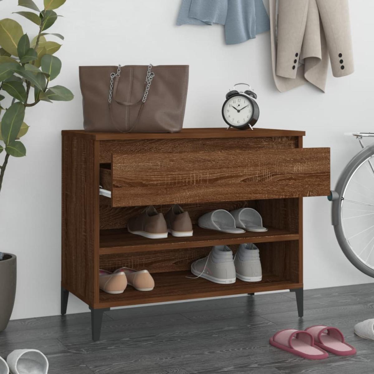 Mueble zapatero madera contrachapada roble marrón 70x36x60 cm
