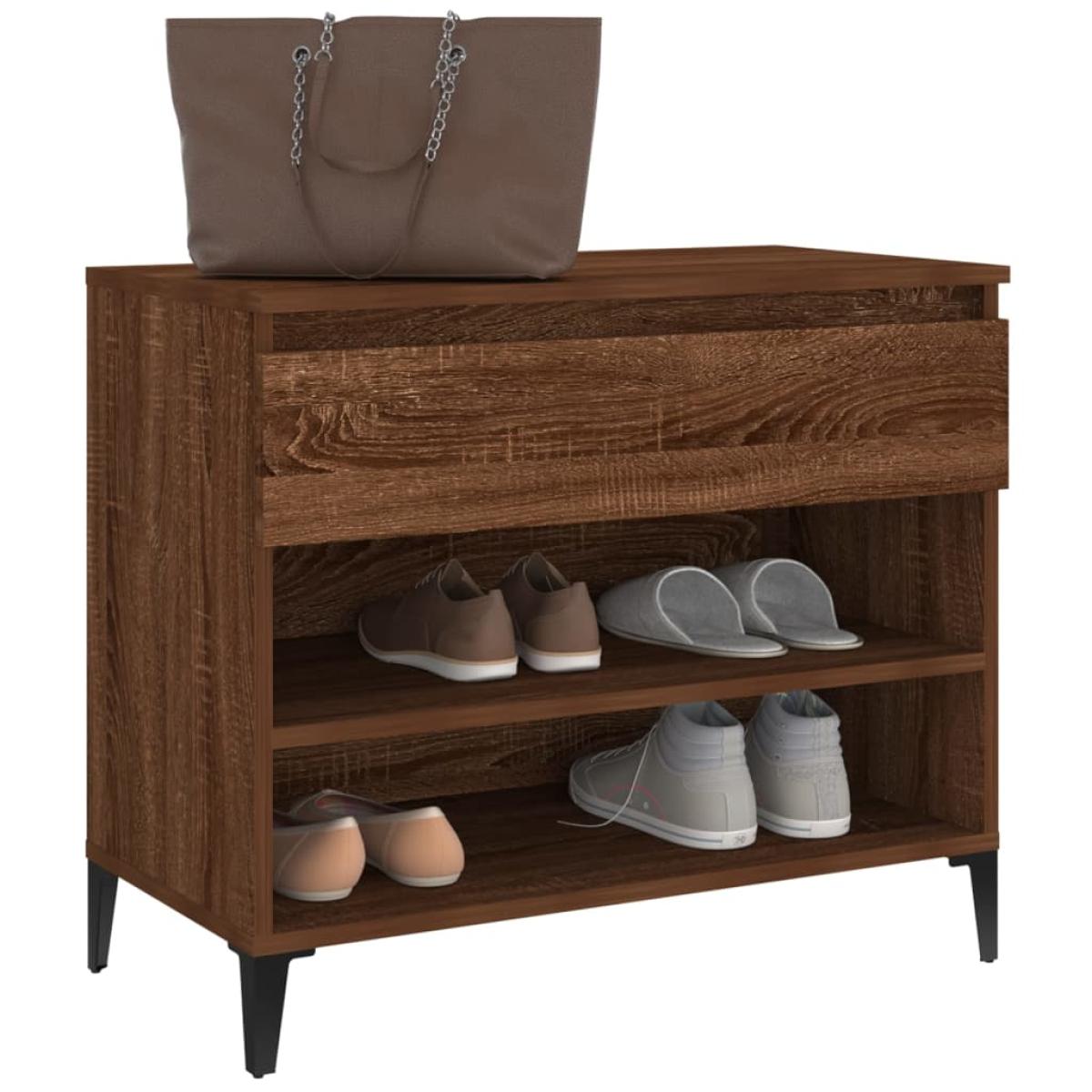 Mueble zapatero madera contrachapada roble marrón 70x36x60 cm