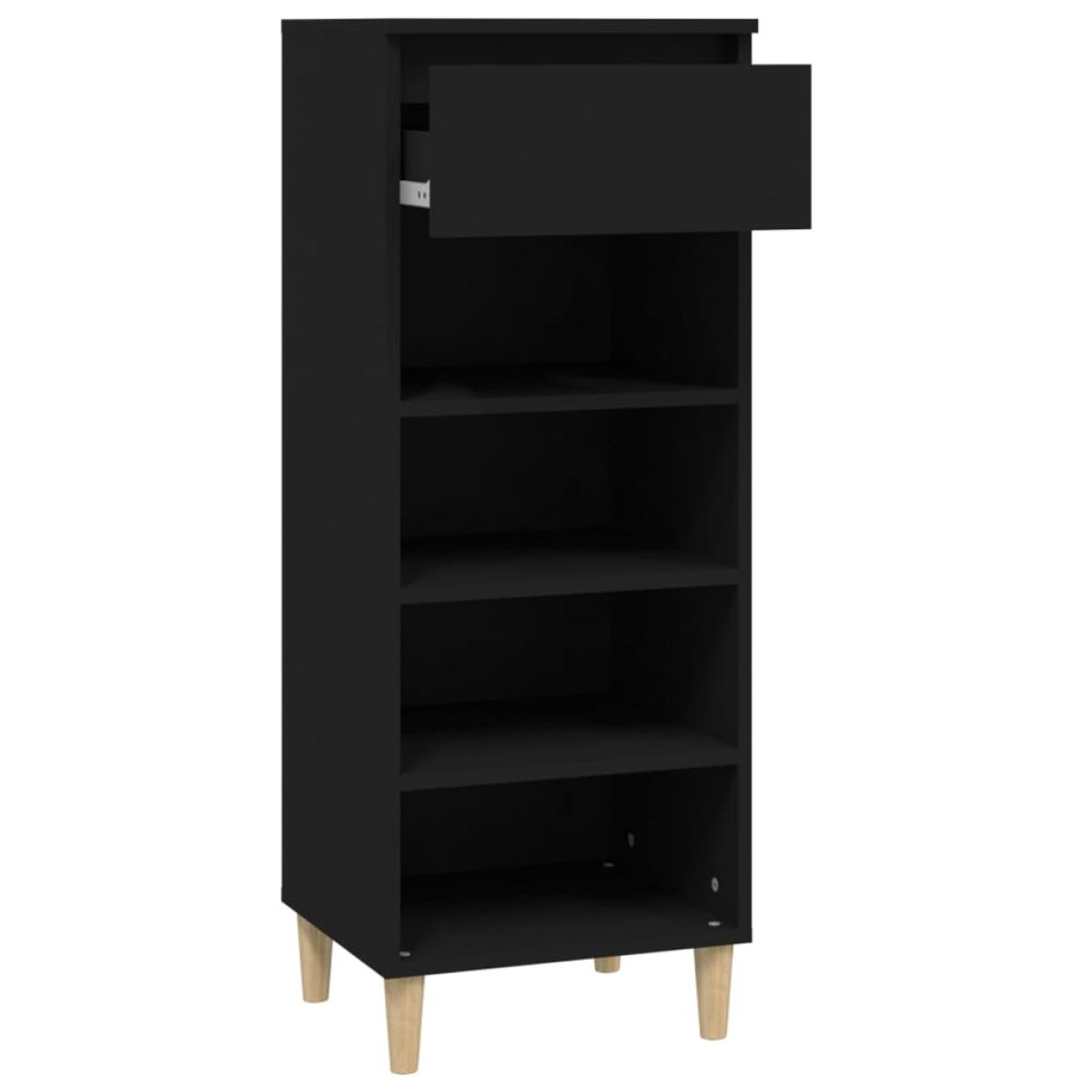 Mueble zapatero madera contrachapada negro 40x36x105 cm